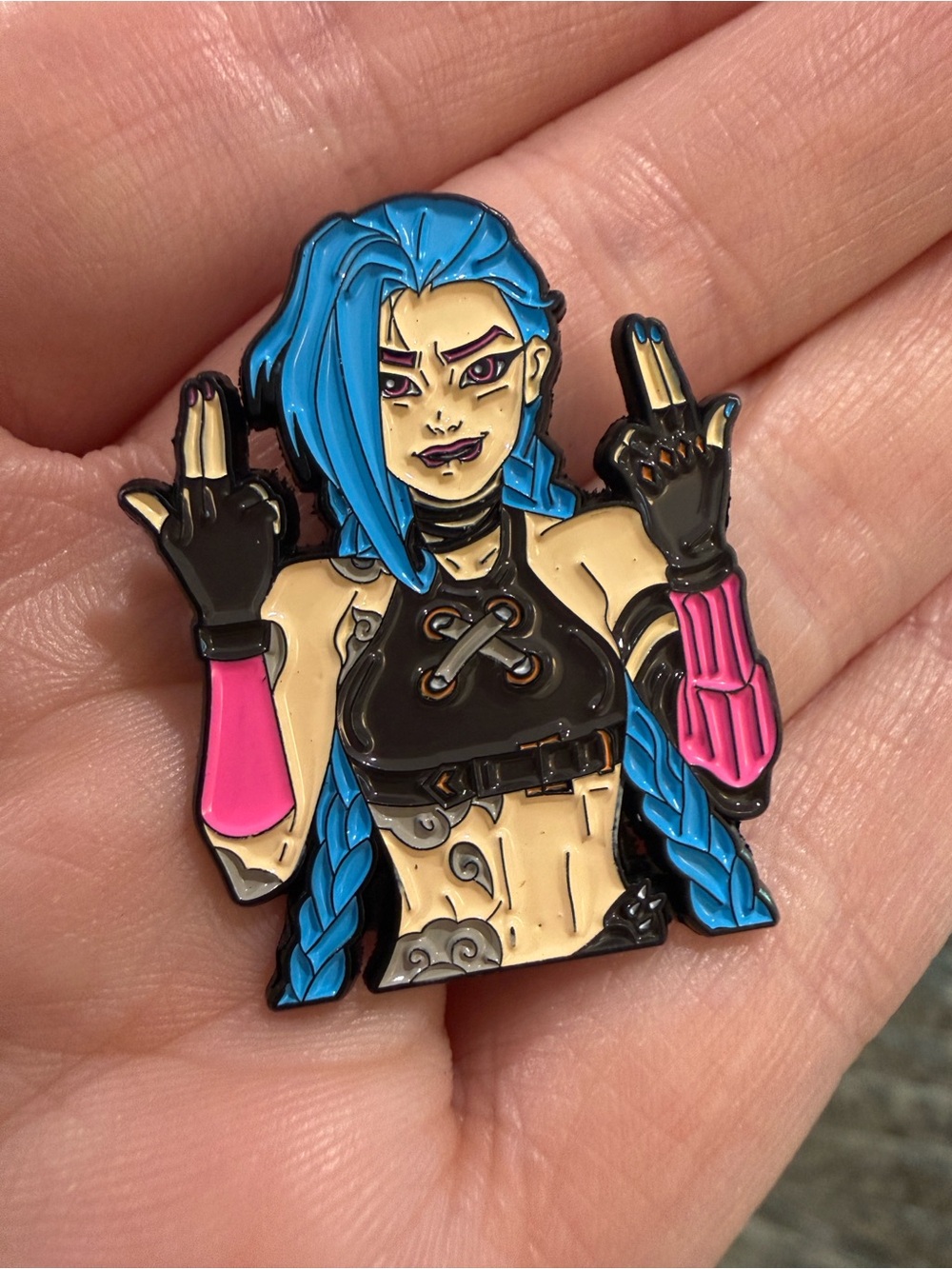 Arcane League of Legends Inspired Blue-Haired Jinx Enamel Pin